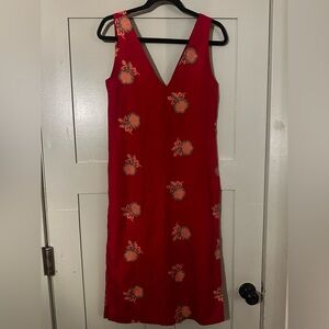 Chic Red Floral Sleeveless Dress